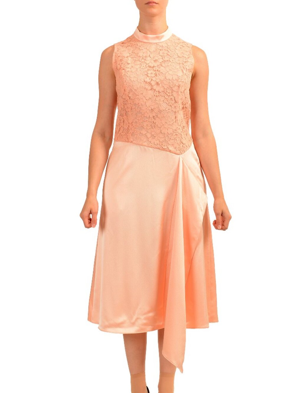 Hugo Boss Women's "Kisina-1" Pink Sleeveless Frilled Dress US 4 IT 40